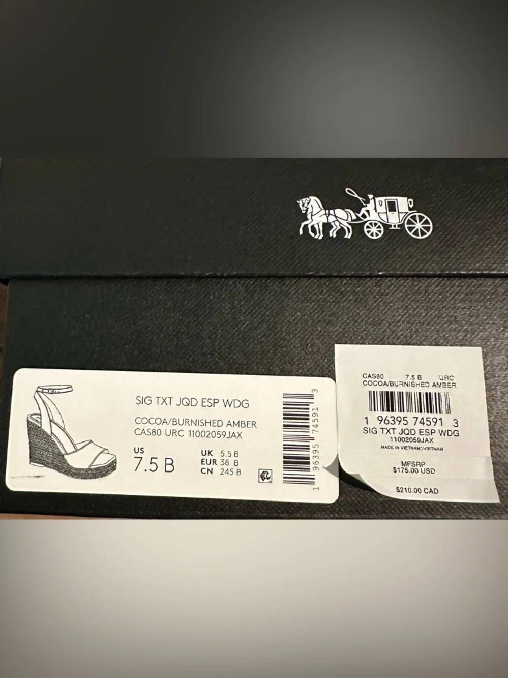 COACH Tan & Signature Canvas Espadrille Wedge Sandals - Picture 6 of 6